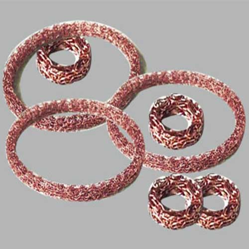 Tinned copper steel compressed knitted mesh gasket.